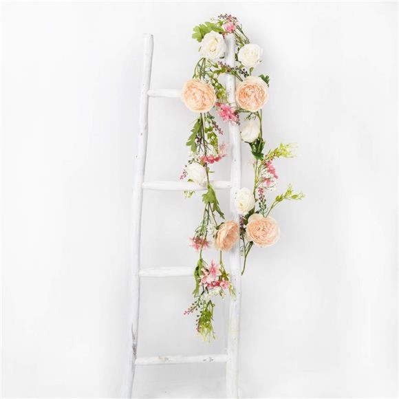 Artificial Peony Flower Garland - 6ft Silk Peony Garland with Champagne & White - Picture 7 of 7